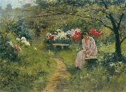 Sergey Ivanovich Svetoslavsky In the Garden oil painting on canvas